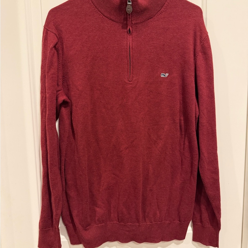Vineyard Vines Men's Burgundy Zip-Up Sweater